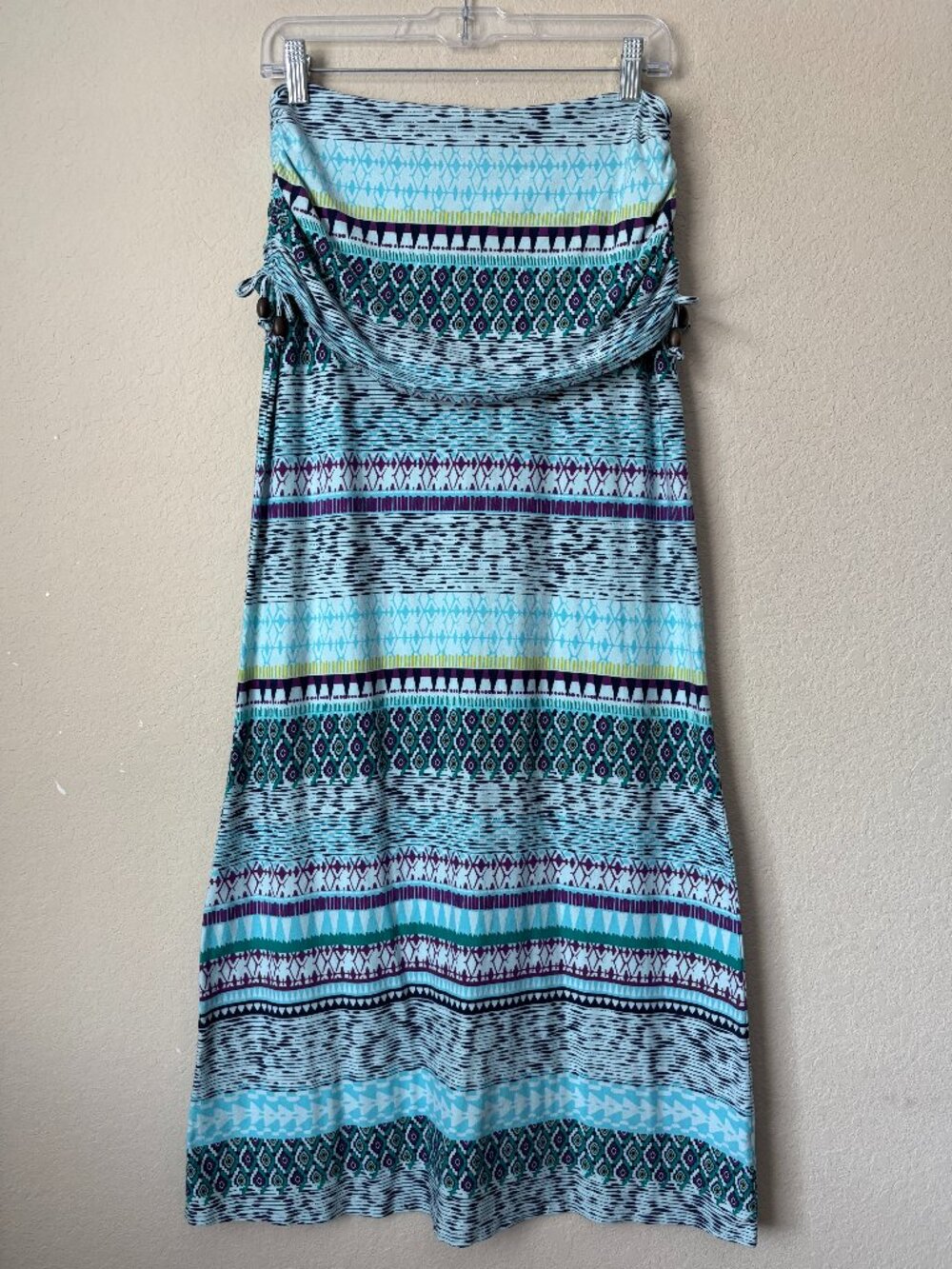Athleta Boho Printed Strapless Bandeau Athletic Maxi Dress